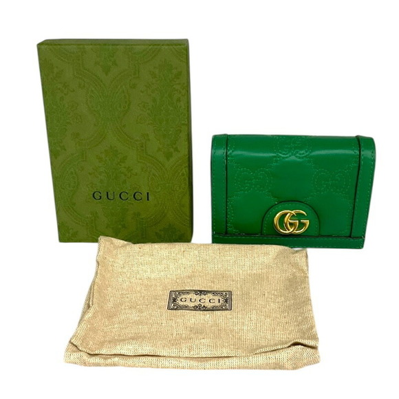 Gucci GG Matelassé Leather Bifold Wallet Green - Picture 8 of 8